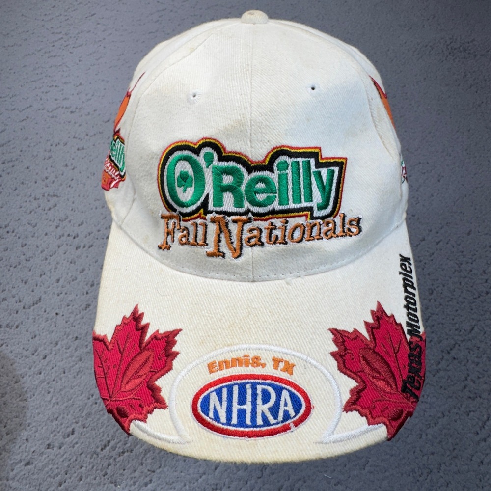 Vintage O'Reilly Fall Nationals Hat Cap Strap Back White NHRA Strapback 2005 00s